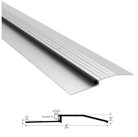 Pemko 2001AT Threshold 5-inch x 1/2-inch, Mill Alum Finish with Black Thermo Seal Insert