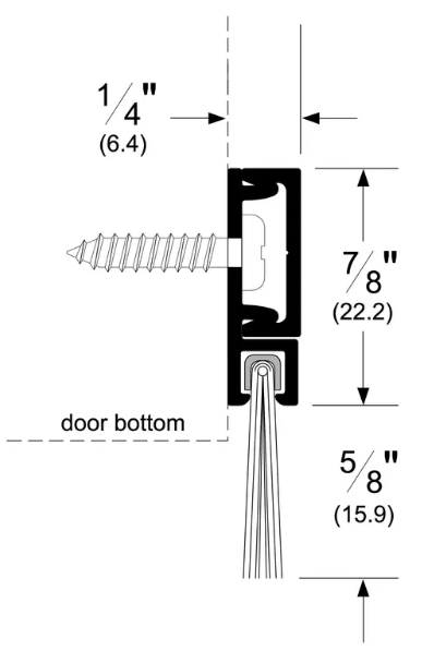 Pemko 29326_NB Door Bottom Surface Sweep w/ Nylon Brush Insert x Concealed Fasteners