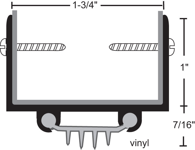 NGP 36V Finned Vinyl Door Shoe x 1", for a 1 3/4" thick door
