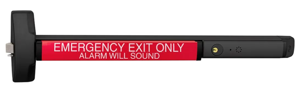 Accentra (formerly Yale) 6100-A-ALR Rim Exit Device, For Doors up to 36", Sounding Alarm, BSP-Black Powder Coat Finish, Non-Fire Rated