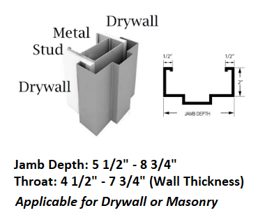 Door/Frame Unit: Flush Commercial Steel Door, Knock-Down Adjustable 4 1/2-inch - 7 3/4-inch Throat Steel Frame with Spring Hinges and an Entry Function Cylindrical Lever Lock, 90 min Fire Labeled