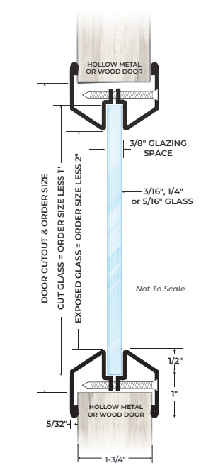 NGP L-FRA100 Lite Kit for use with 3/16″, 1/4" or 5/16" thick Glass, for use in 1 3/4" Thick Doors - Glass Not Included.