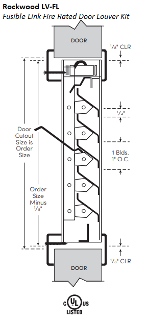 Rockwood LV-FL Fusible Link Fire Rated Door Louver Kit, Galv Steel with Adjustrable Z-Blades, For 1 3/4" Thick Doors