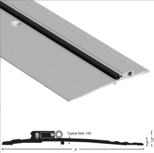 NGP 896S-ADJ Adjustable ADA Compliant Bumper Threshold w/ vinyl seal - 5" x 1/2"