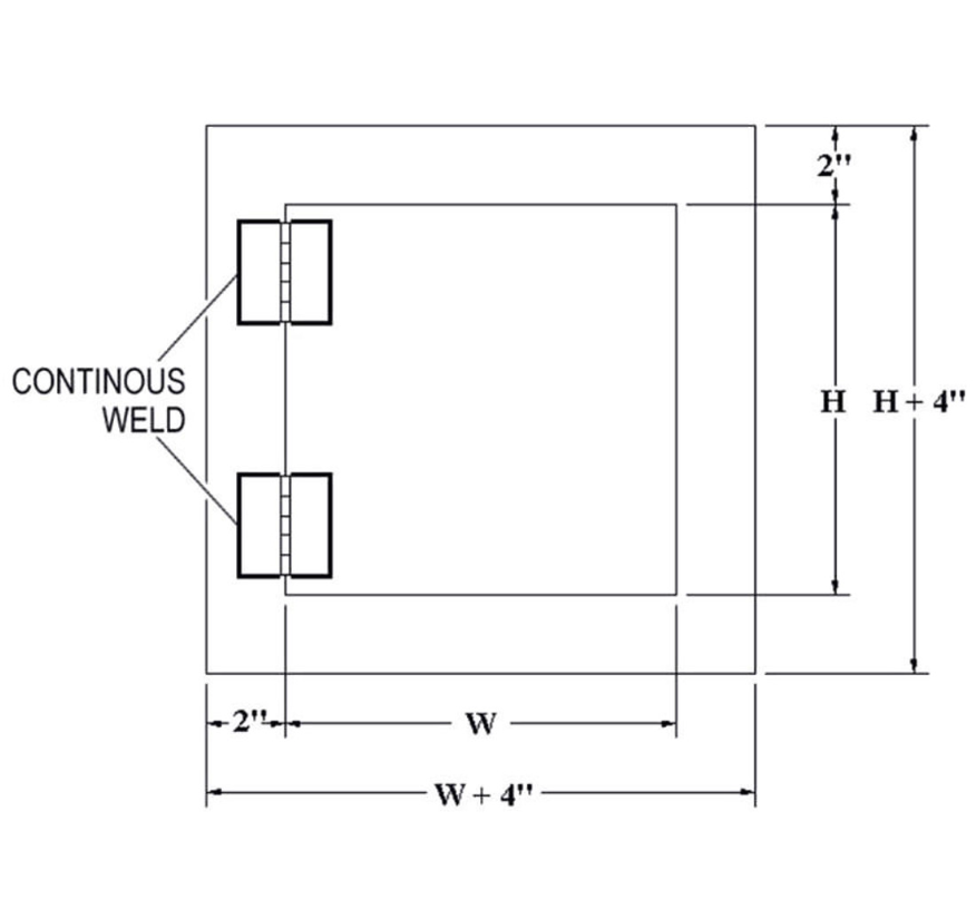 PHS 24" x 24" High Security Access Door, 10 Gauge Steel w/ Mortise deadlock & Cylinder