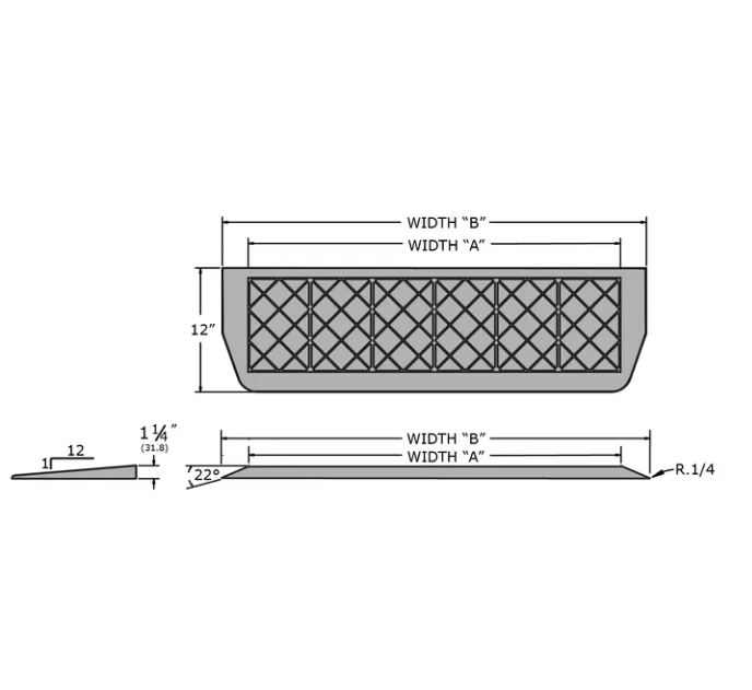 Pemko RR1.25FMR Rubber Ramp Saddle Threshold, 12" Wide x 1 1/4" High, Black