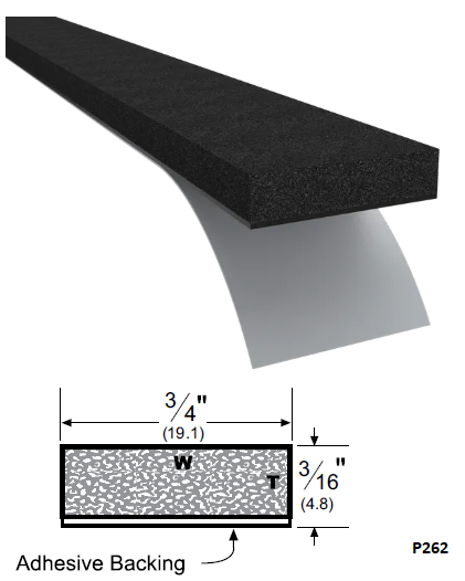 Pemko Closed Cell Firm PVC Foam Tape Weather-Stripping, 17 FT x Black