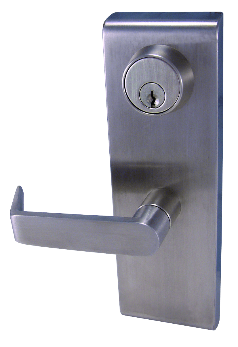 Design Hardware LE08 Exit Device Heavy Duty Lever Escutcheon Trim, ENTRY FUNCTION US32D-Satin Stainless Steel w/ Mortise Cylinder Included main image