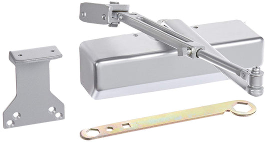 Hager 5300 Hold-Open Series Grade 1 Surface Door Closer, Multi-Mount, 1-6 Adjustable Spring Size, Sprayed Aluminum Finish main image