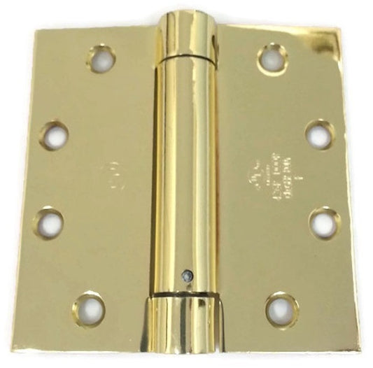 Hager EC1105 4.5 inch x 4.5 inch UL Listed Spring Hinges, US3-Polished Brass Finish, 3-Hinges Per Box main image