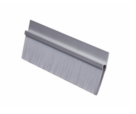 Aluminum surface door sweep with 1-inch nylon brush seal, gray finish