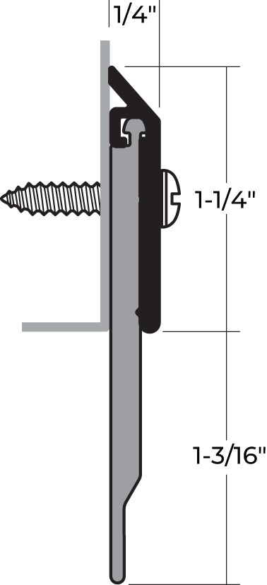 NGP 199N Series Anodized Aluminum Surface Door Sweep w/ 1 3/16" Neoprene Seal