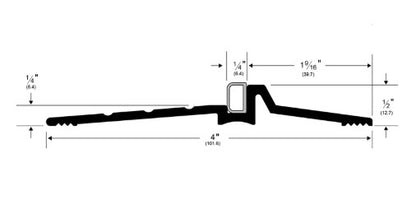 Pemko 2008APK Acoustic Latching Panic Threshold w/ Pemko Prene Insert Seal, 4" x 1/2", Mill Aluminum Finish