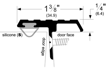 Pemko 355CS T-Shaped Astragal with Silicone Insert, 1-3/8" x 1/4" x 84", Clear Anodized Aluminum