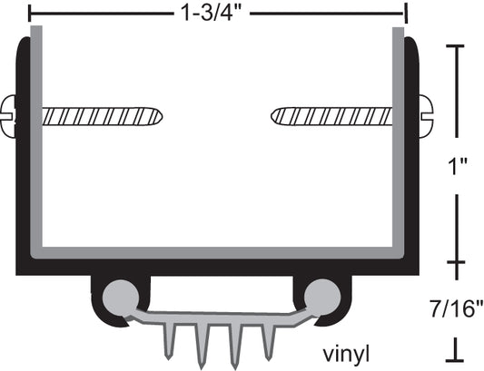NGP 36V Finned Vinyl Door Shoe x 1", for a 1 3/4" thick door