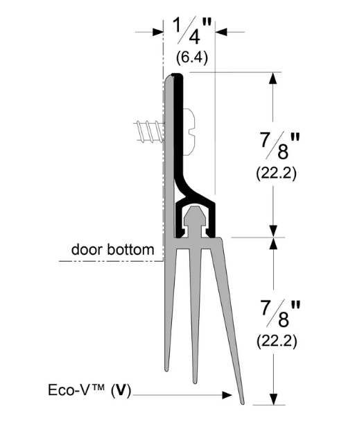 Pemko 57_V Surface Door Sweep w/ Triple Fin Gasketing Eco-V Vinyl Gasket