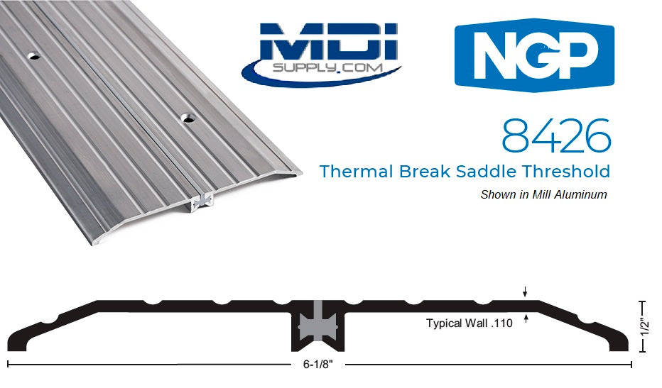 NGP 8426 Thermal Break Saddle Threshold, 6 1/8" Wide x 1/2" High