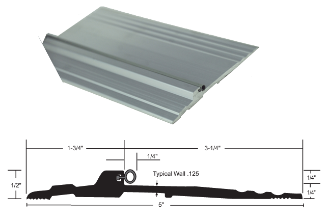 NGP 896HDV Heavy Duty Saddle Threshold with Vinyl Bumper Seal, 5-inch x 1/2-inch, Mill Aluminum