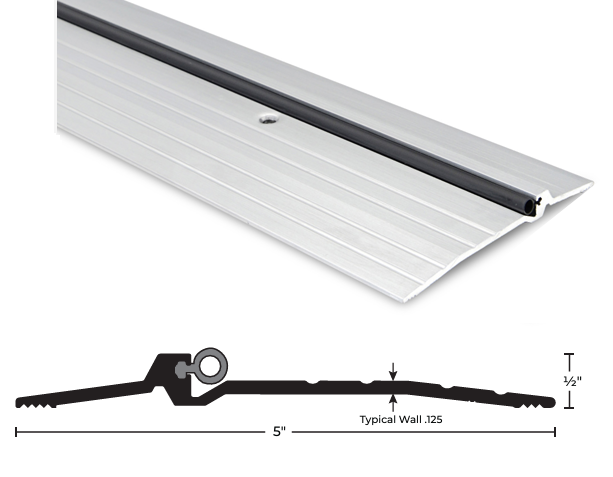 NGP 896S Saddle Threshold with Silicone Bumper Seal, 5-inch x 1/2-inch, Mill Aluminum