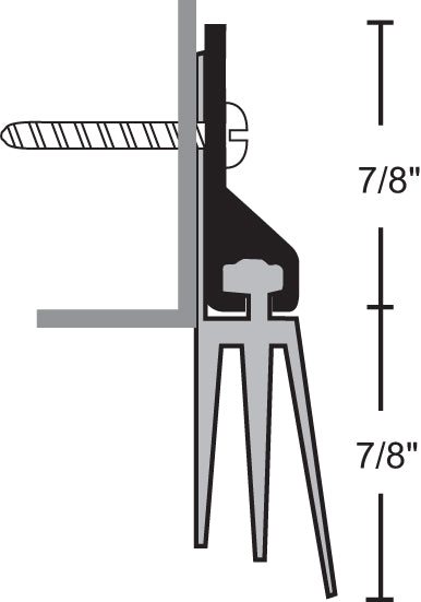 NGP 96V Series Aluminum Surface Door Sweep w/ Triple Fin Vinyl Seal