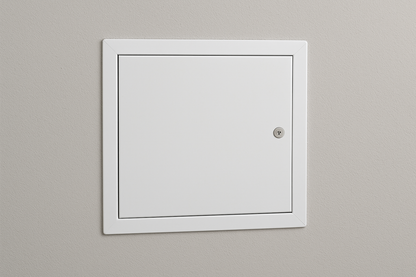 Standard Flush Steel Access Door w/ Screwdriver Cam Latching, Visible Flange, Prime Painted, Item AHD