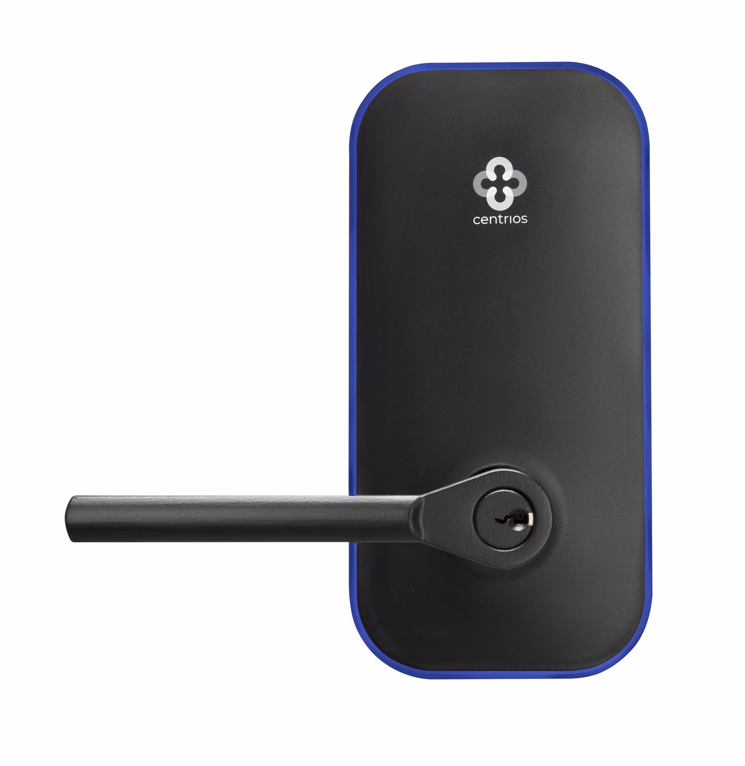 Cylindrical commercial smart lock, key-in-lever, dark black finish with lever handle