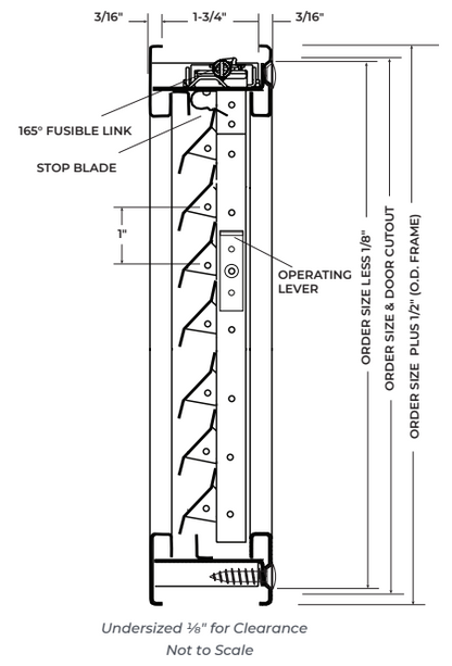NGP L-1900 Fire Rated Fusible Link Door Louver Kit, Adjustable Z-Blade, for 1 3/4" Thick Doors Up To 90 Min Fire Rated