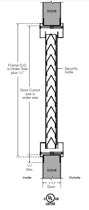 Rockwood LV-WS Windstorm Door Louver Kit, Galv Steel, 1 3/4" Thick Doors