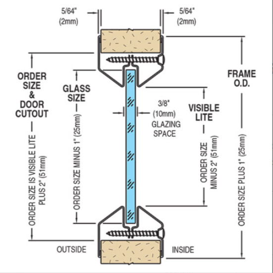 Anemostat LoPro Metal Vision Kit, For 1 3/4" Thick Doors