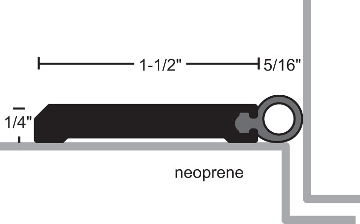 Door seal weatherstrip: mill aluminum with black neoprene insert, round edge