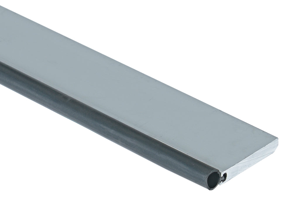 Mill aluminum door seal channel with dark rubber edge insert