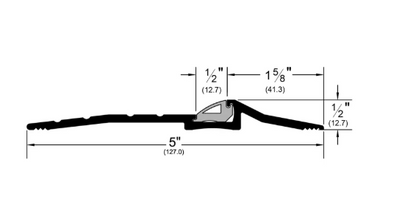 Acoustic latching panic threshold seal in mill aluminum finish, prene insert profile