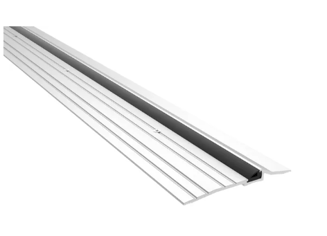 Mill aluminum threshold strip with prene insert seal and sloped latching edge