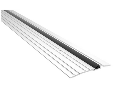 Mill aluminum threshold strip with prene insert seal and sloped latching edge