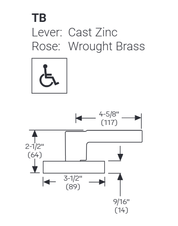 Accentra (formerly Yale) YPL02 Heavy Duty Cylindrical Privacy Indicator Lock, TB-Lever Design, 626/US26D-Satin Chrome Finish