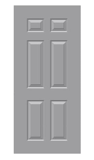 3-0 x 7-0 Embossed 6-Panel HM Steel Door, Polystyrene Insulated Core, 18 Gauge, Right Hand main image