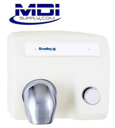 Bradley Aerix™ 2904-28 Push Button Hand Dryer, White, Cast Iron main image