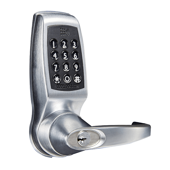 Codelocks CL4510-BS Tubular Keypad Smart Lever Lock, Brushed Steel Combination Lock main image