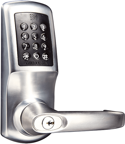 Codelocks CL5510-BS Tubular Keypad Smart Lever Lock, Brushed Steel Combination Lock main image