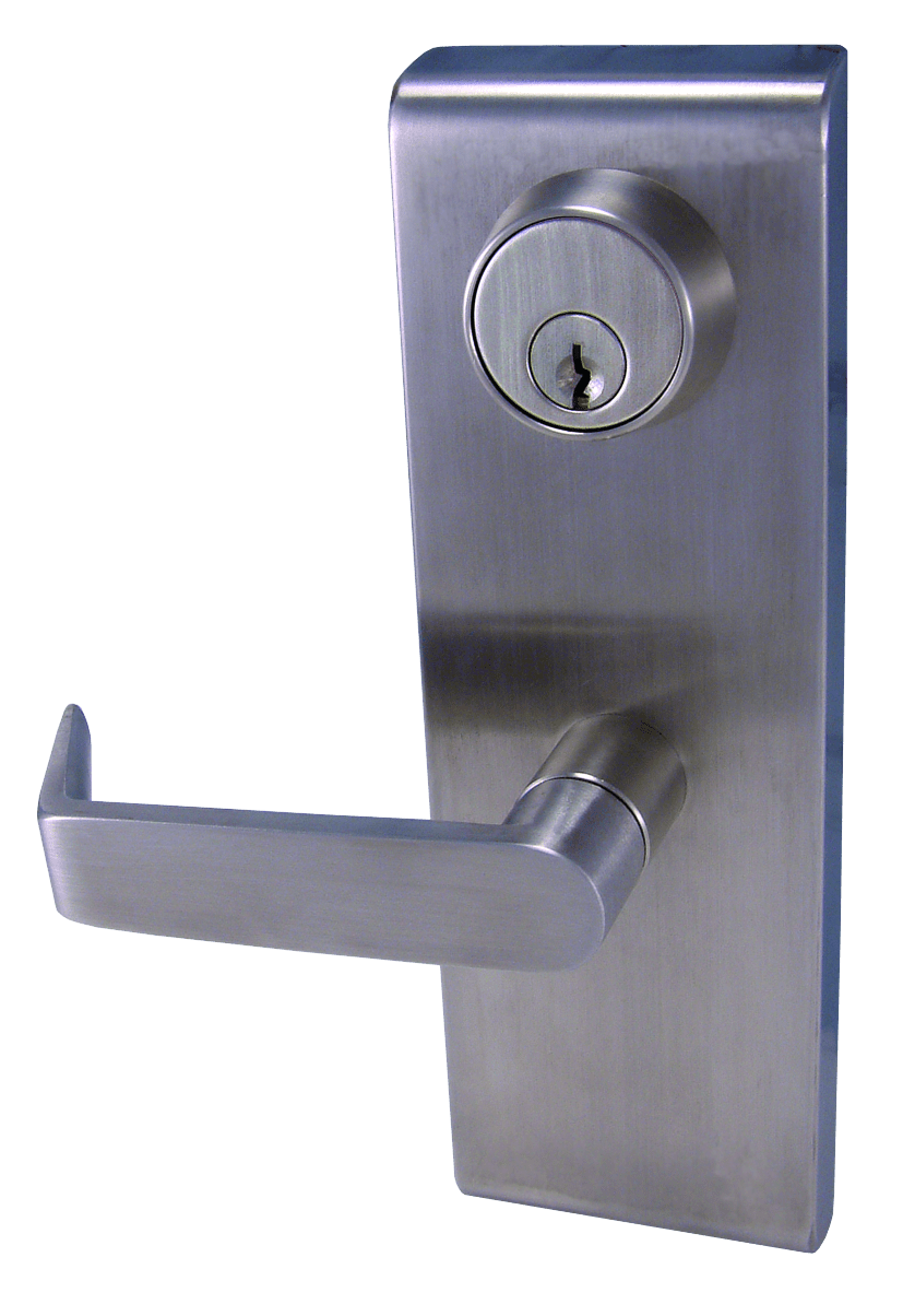 Design Hardware LE08 Exit Device Heavy Duty Lever Escutcheon Trim, ENTRY FUNCTION US32D-Satin Stainless Steel w/ Mortise Cylinder Included  main image