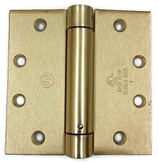 Hager EC1105 4.5 inch x 4.5 inch UL Listed Spring Hinges, US4-Satin Brass Finish, 3-Hinges Per Box main image