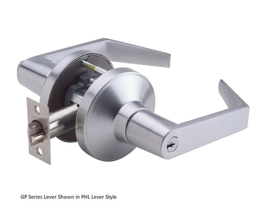 PDQ GP115 Storeroom Lever Lock, Conventional Cylinder, C-Keyway, US26D-Satin Chrome main image