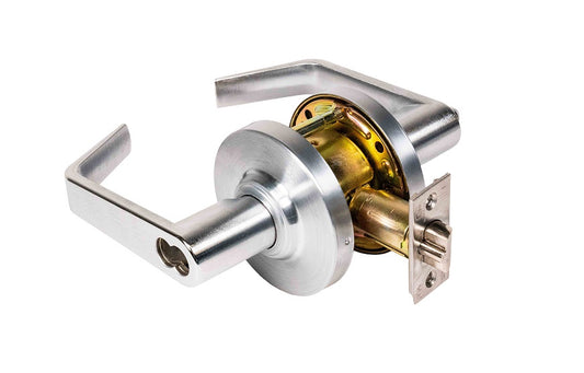 PDQ SD116 SFIC Entrance Cylindrical Lever Lock, Commercial Grade 2, Philadelphia Style Lever, Less Core/Cylinder, US26D-Satin Chrome Finish main image