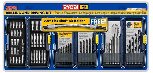 Ryobi 62-Piece Drill and Drive Kit with Bonus 7-1/2 in. Flex Bit Holder main image